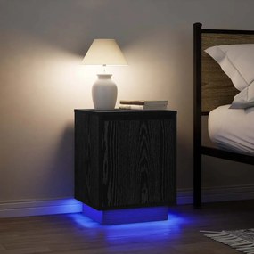 2 db fekete éjjeliszekrények LED világítással 38x34x50 cm