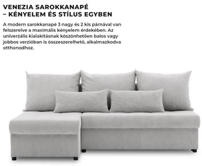 Venezia sarokkanapé, kordbársony, univerzális oldal, hab töltet, szürke