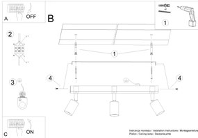 Sollux SL.1297 - Spotlámpa ZUCA 3xE27/15W/230V fekete