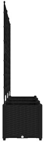 Trellisszel Ellátott Kert Virágcserép 3 db Fekete 120x40x143 cm