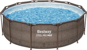 Bestway MYKONOS LUX rattan hatású fémvázas medence szett homokszűrővel 366 x 100 cm