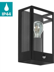 EGLO 99587 ALAMONTE Modern Kültéri Fali Lámpa Fekete, Átlátszó E27 IP44