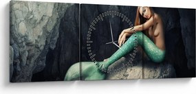 Kép - Hableány a sziklán (órával) (90x30 cm)