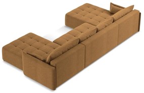 Terrakotta színű kinyitható-tárolóhelyes (U alakú) sarokkanapé Moku – Makamii