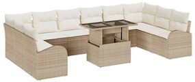 vidaXL Kerti Kanapé Szett tárolóval 11 pcs Beige és krém polirattan