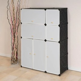 Gazdaságos kialakítású fiókos polc fekete és fehér