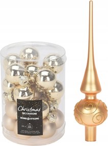 Készlet Karácsonyi dísz Díszek 24 db, ø 2,5 cm, fényes/matt arany
