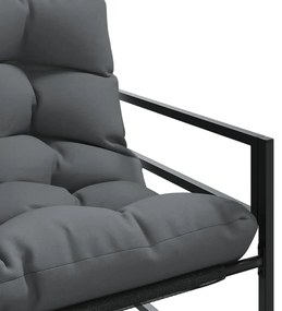 antracitszürke acél kerti pad párnával 113 cm