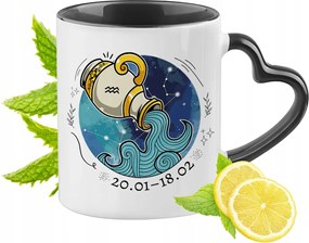 Zodiákus jelek Horoszkóp Bögre Fekete Szív alakú Füllel Ajándék