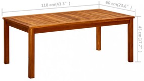 tömör akácfa kerti dohányzóasztal 110 x 60 x 45 cm