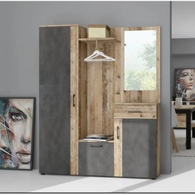 Előszobafal tükörrel NOLAN barna/grafit