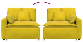 sárga moduláris kanapé karfás végmodul párnákkal 100 cm