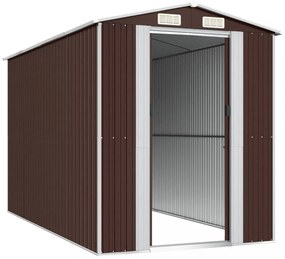 sötétbarna horganyzott acél kerti fészer 192 x 357 x 223 cm