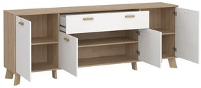 Fehér-natúr színű komód tölgyfa dekorral 196x73x39 cm Ikast – Tvilum