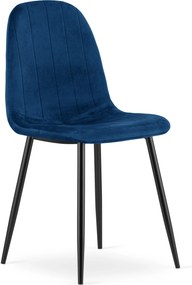 Étkezőszék PADVA VELVET fekete lábakkal, kék