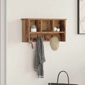 Fali Kabáthorog polcokkal Régi fa 50 x 16 x 26 cm Faanyag
