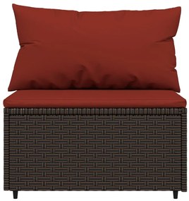 3 részes barna polyrattan kerti ülőgarnitúra párnával