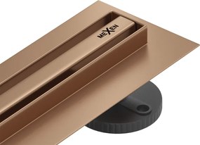 Mexen Flat 360° Slim 50 cm-es forgatható lineáris lefolyó, kefélt réz - 1C41050