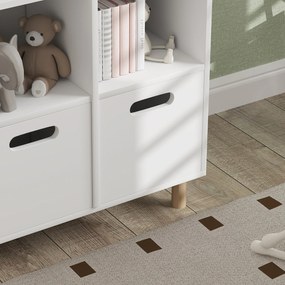 AIYAPLAY Gyermek Könyvespolc, Gyermek Tároló Bútor, 3 Szintes Két Fiókkal, Házformájú, Gyerekszobákhoz, Hálószobába, 63,7 x 29,7 x 89,5 cm, Fehér | Ao