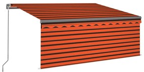 narancssárga-barna LED-es napellenző redőnnyel 3,5 x 2,5 m