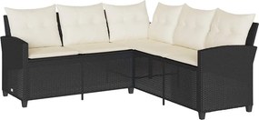 vidaXL fekete polyrattan L-alakú kanapé párnákkal