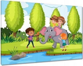 Vászonkép 100x70 Állatkert Állatok Szafari Elefánt