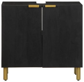 Fekete szerelt fa fürdőszobai mosdószekrény 62 x 33 x 58 cm