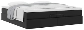 Ottomán ágykeret matracokkal Fekete 200x200cm műbőr