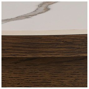 Bézs-sötétbarna kerek dohányzóasztal kerámia asztallappal ø 90 cm Southampton – Actona