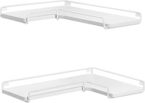 2 darabos sarok fali polc, fehér 40x29x4cm