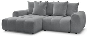 Szürke zsenília kinyitható-tárolóhelyes sarokkanapé (bal oldali-heverő résszel) Roxelane – Bobochic Paris