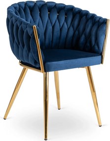 Fonott bársony szék sötétkék színben, CAPI