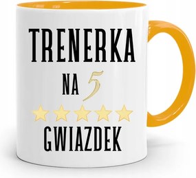 Edzőnőnek Edzőterem Bögre Sárga Ajándék fényképes nyomtatással