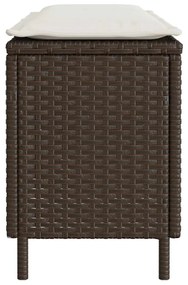 barna polyrattan kerti pad párnával 110x30x40,5 cm