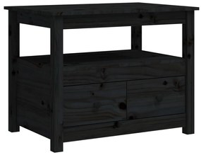 Fekete tömör fenyőfa dohányzóasztal 71 x 49 x 55 cm