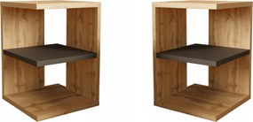 Elza 2db éjjeliszekrény, éjjeli asztal, segítőtárs wotan tölgy/ fekete színben