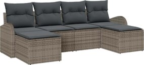 vidaXL Kerti Kanapé Szett párnával 6 pcs Szürke Poly Rattan