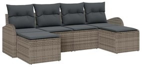 vidaXL Kerti Kanapé Szett párnával 6 pcs Szürke Poly Rattan