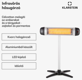 Blumfeldt Rising Sun, infravörös hősugárzó, 2500 W, állítható magasságú, alumínium