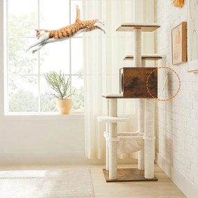 FEANDREA Modern Macska kaparófa, 55 x 138 x 45 cm, rusztikus barna
