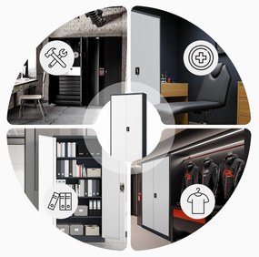 Fém iratszekrény JAN, 900 x 1850 x 400 mm, antracit-fehér