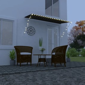 feltekerhető antracitszürke napellenző LED-del 300 x 150 cm