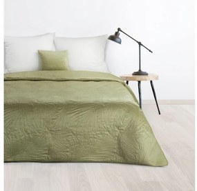Luiz4 bársony ágytakaró pálmalevél mintával Világoszöld 170x210 cm