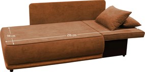 Kihúzható kanapé, terrakotta, jobbos, LIAMI