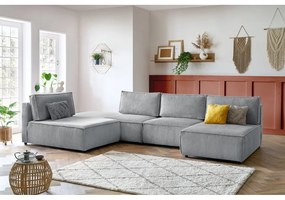 Világosszürke kordbársony sarokkanapé (variálható) Nihad modular – Bobochic Paris