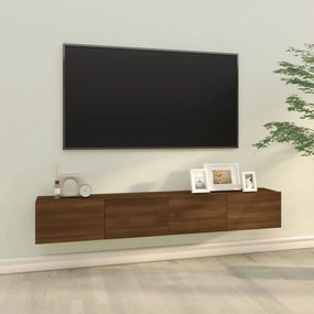 2 db barna -tölgyszín szerelt fa fali TV-szekrény 100x30x30 cm