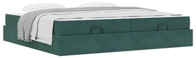 Ágykeret Sötétzöld 200 x 200 cm Bársony
