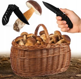 Prémium Fonott Kosár Gombák Piknik Gombák Az Erdőbe 45CM Natúr Kés