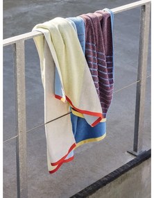 Kék frottír pamut fürdőlepedő 70x140 cm Block – Hübsch