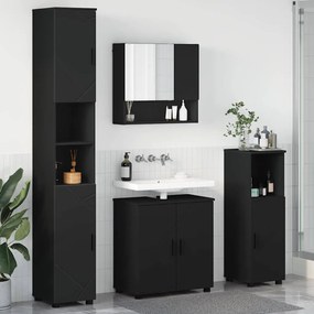 Fürdőszoba bútor szett 4 pcs Fekete 61 x 35 x 64 cm Faanyag